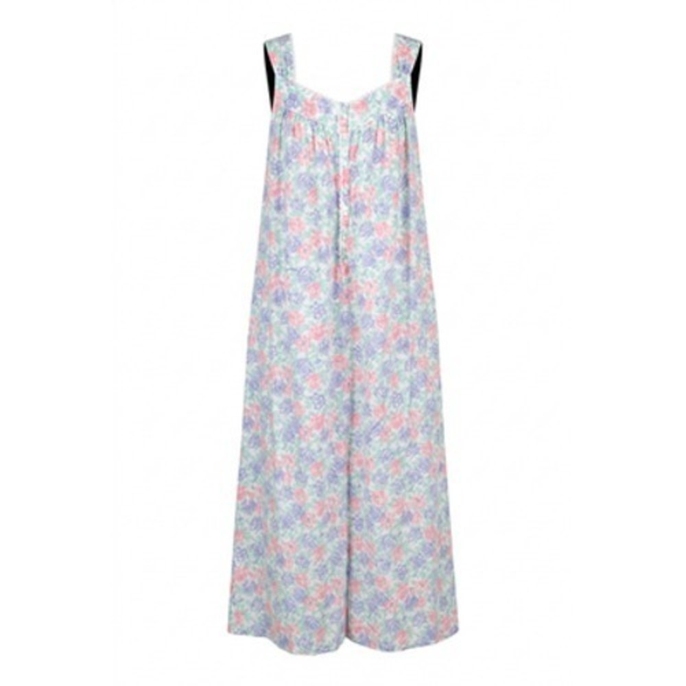 VTG Eileen West Trad Wife Nightgown Women Petite M/L Floral Cotton Pockets Cabin